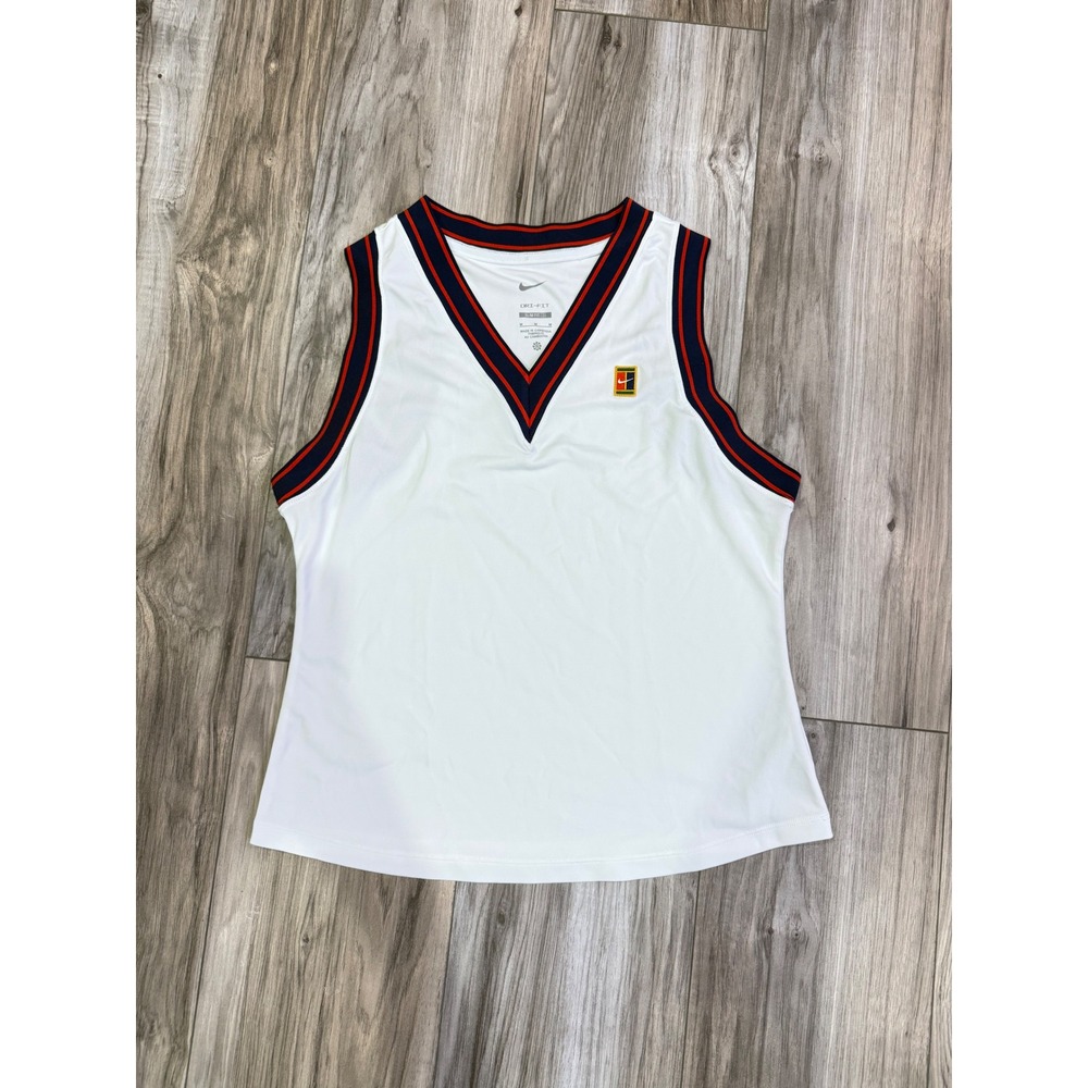 Nike Court Dri-FIT Tennis Tank Top White Navy Red‎ Striped